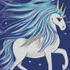 Cartoon Blue And White Unicorn Diamond Painting