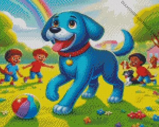 Cartoon Blue Puppy Diamond Painting