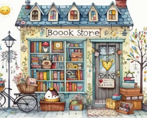 Cartoon Book Shop Diamond Painting