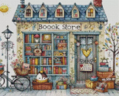 Cartoon Book Shop Diamond Painting
