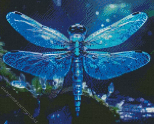 Crystal Blue Dragonfly Diamond Painting