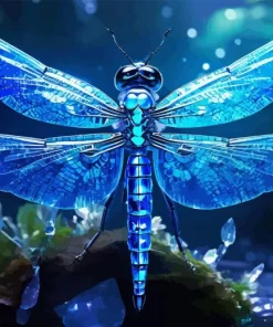 Crystal Blue Dragonfly Diamond Painting