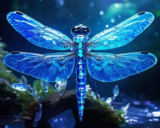 Crystal Blue Dragonfly Diamond Painting