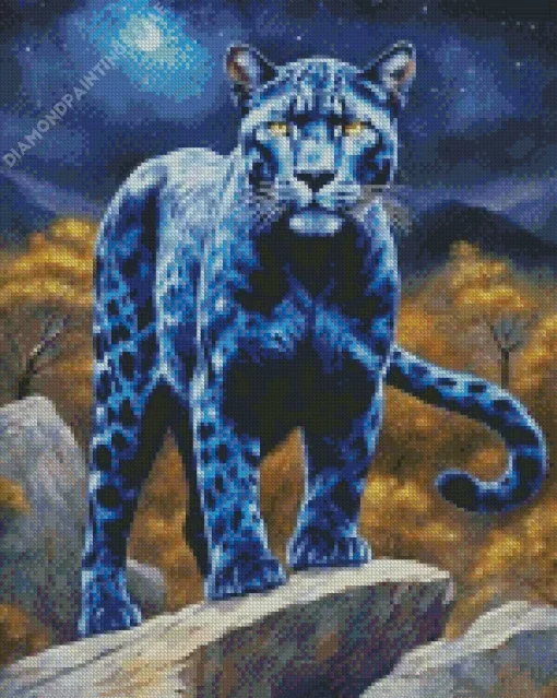 Dark Blue Jaguar Diamond Painting