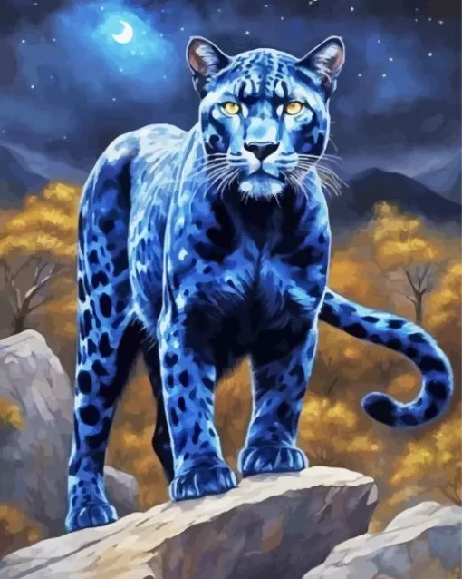 Dark Blue Jaguar Diamond Painting