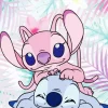 Disney Blue And Pink Stitch Diamond Painting