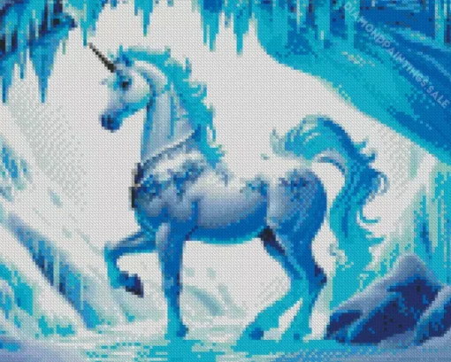 Fantasy Blue And White Unicorn Diamond Painting