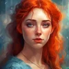 Girl With Blue Eye Red Hair Diamond Painting