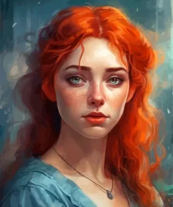Girl With Blue Eye Red Hair Diamond Painting