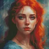 Girl With Blue Eye Red Hair Diamond Painting