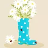 Illustration Boot With Daisies Diamond Painting