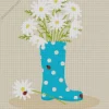 Illustration Boot With Daisies Diamond Painting