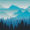 Illustration Blue Mountain Diamond Painting