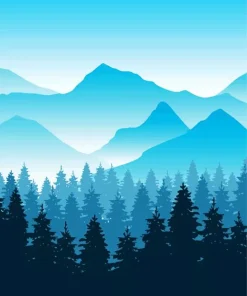 Illustration Blue Mountain Diamond Painting
