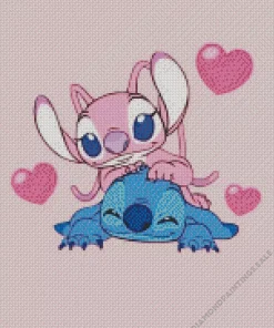 Lovely Blue And Pink Stitch Diamond Painting