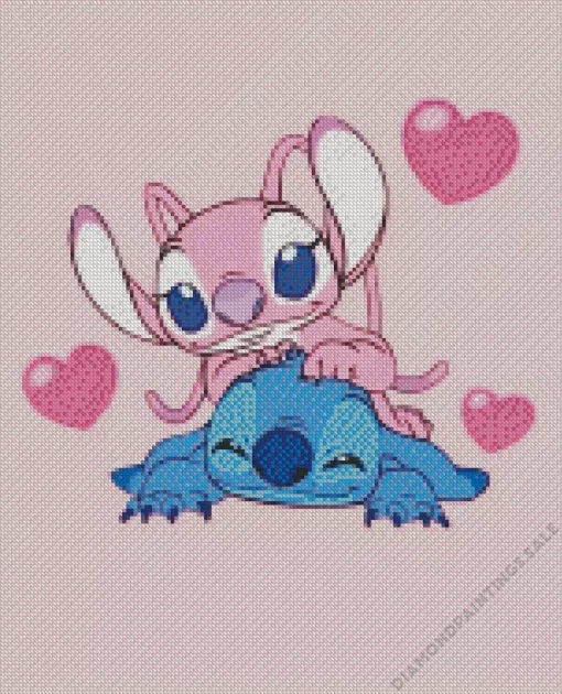 Lovely Blue And Pink Stitch Diamond Painting