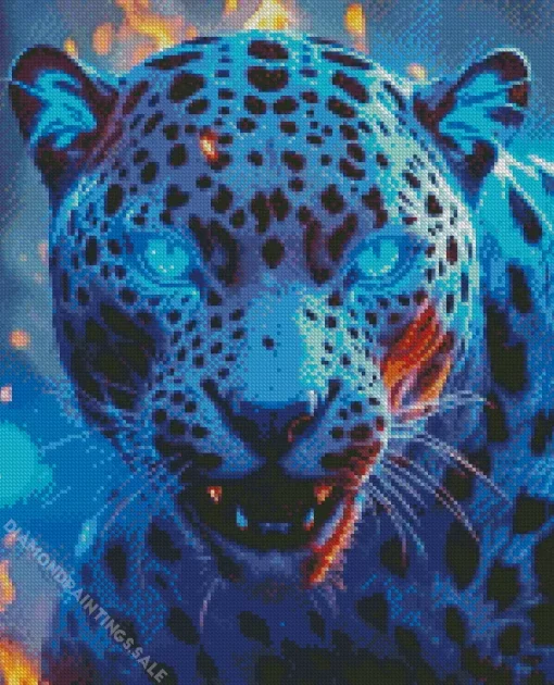 Mad Blue Jaguar Diamond Painting