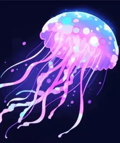 Neon Blue And Pink Jellyfish Diamond Painting
