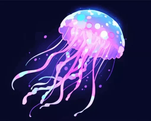 Neon Blue And Pink Jellyfish Diamond Painting