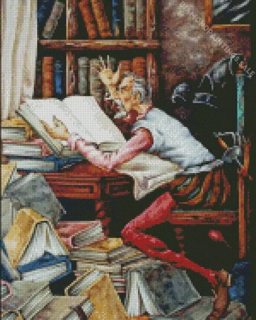 Old Bookish Man Diamond Painting