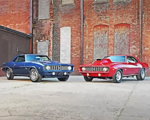 Red And Blue 1969 Camaro Diamond Painting
