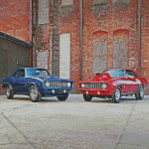 Red And Blue 1969 Camaro Diamond Painting