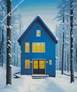 Snow Blue House Diamond Painting