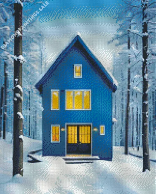 Snow Blue House Diamond Painting