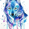 Splatter Blue And Purple Wolf Diamond Painting