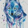 Splatter Blue And Purple Wolf Diamond Painting