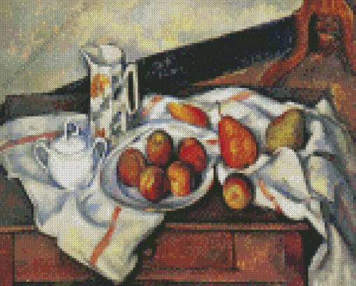 Still Life with Sugar Bowl Jug and Plate of Fruit Diamond Painting