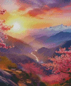 Sunset Blossom Landscape Diamond Painting