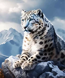 The Blue Eyed Snow Leopard Diamond Painting