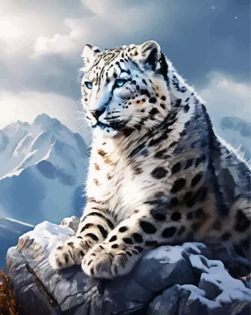 The Blue Eyed Snow Leopard Diamond Painting