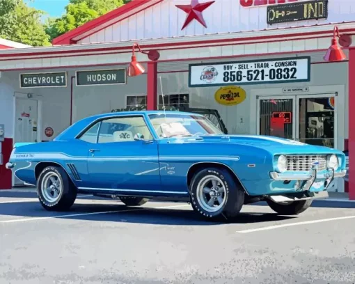 Vintage Blue 1969 Camaro Diamond Painting