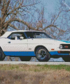 Vintage Blue And White Mustang Diamond Painting