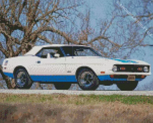 Vintage Blue And White Mustang Diamond Painting