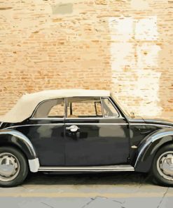 White Black Volkswagen Beetle Convertible Diamond Painting