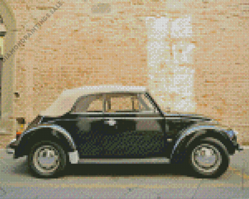 White Black Volkswagen Beetle Convertible Diamond Painting