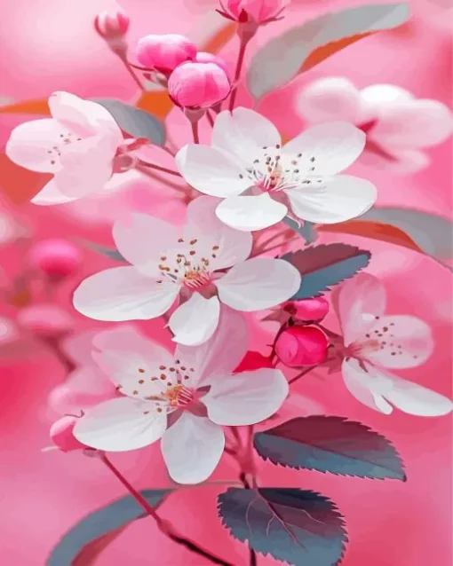 White Blossom Flowers Diamond Painting