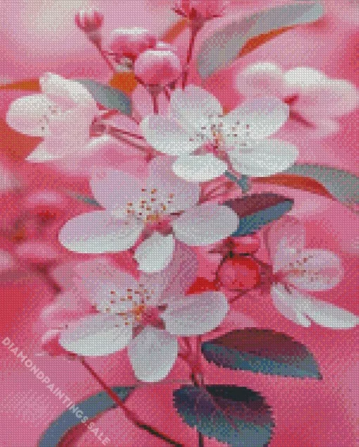 White Blossom Flowers Diamond Painting