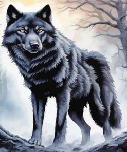 Wild Black Wolf Art Diamond Painting
