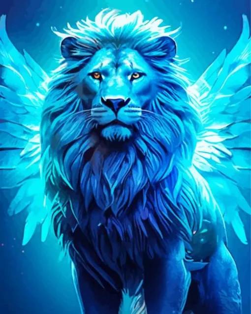 Winged Blue Lion Diamond Painting