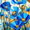 Abstract Blue Poppies Diamond Painting