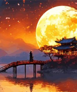 Asian Full Moon Landscape Diamond Painting