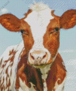 Baby Brown And White Cow Diamond Painting