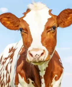 Baby Brown And White Cow Diamond Painting