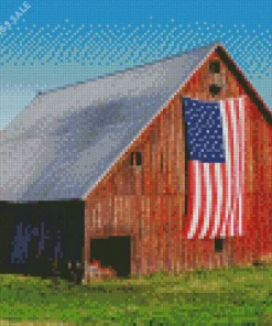 Barn With American Flag Diamond Painting