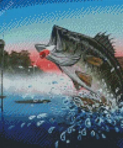 Bass Jumping Out Of Water Diamond Painting