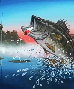 Bass Jumping Out Of Water Diamond Painting